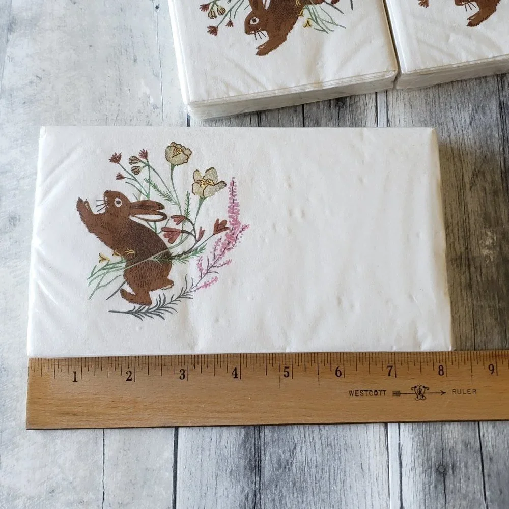 NWT – (Set of 3 pkgs) 16ct Paper Napkin per package Bunny Rabbit Flower